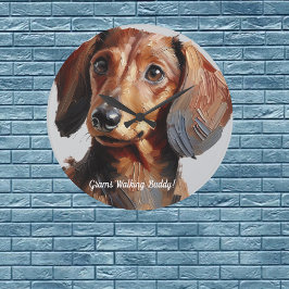 Relógio Grande Pet Dachshund Personalize Wall Clock