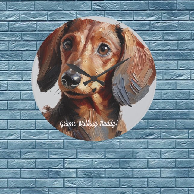Relógio Grande  Pet Dachshund  Personalize Wall Clock (Criador carregado)