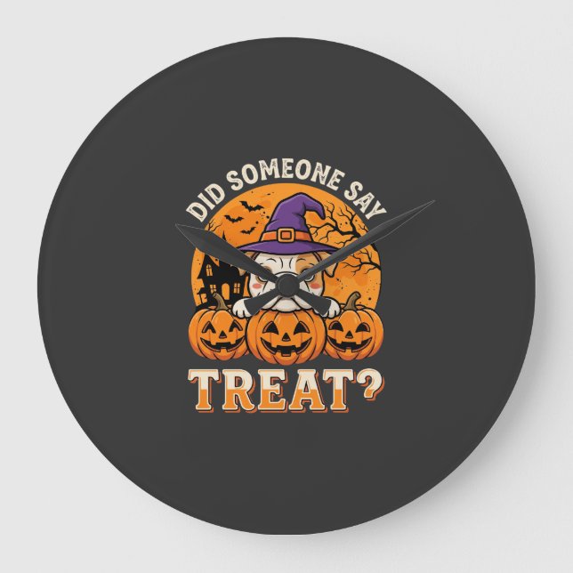 Relógio Grande Petisco de Halloween para Cachorro Design de Abóbo (Frente)