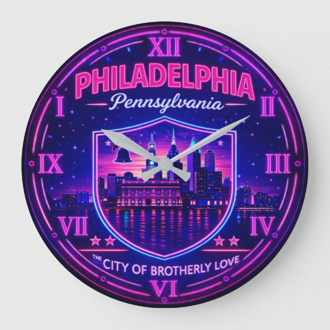 Relógio Grande Philadelphia Pennsylvania Skyline  (Frente)