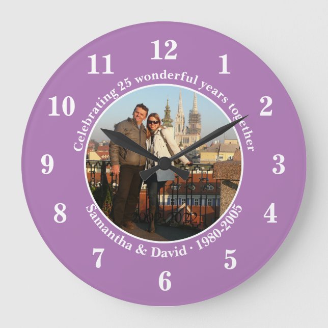 Relógio Grande Photo Wedding Anniversary  Gift Wall  Large Clock (Frente)