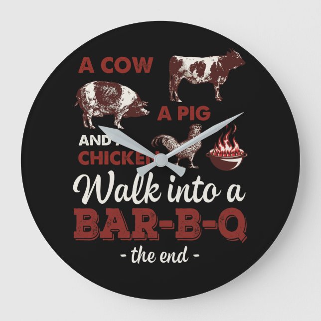 Relógio Grande Piada de CHURRASCO de churrasco GIft para chef mes (Frente)