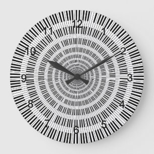 Relógio Grande Piano Keys Black and White Large Clock