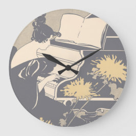 Relógio Grande Piano Player Elegante