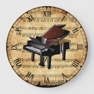 Relógio Grande Piano ~ Vintage Sheet Music Background ~ Exclusivo
