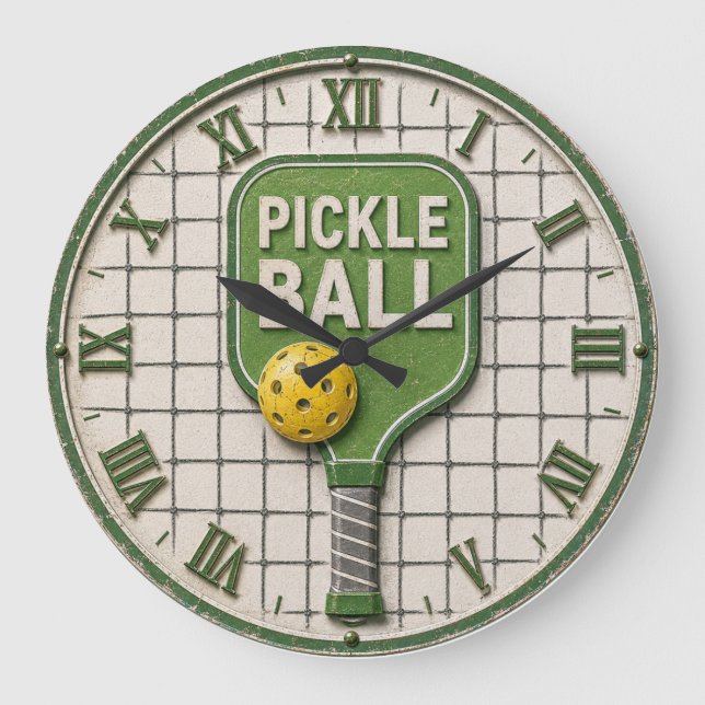 Relógio Grande Pickle Ball Funny Pickleball Paddle  (Frente)