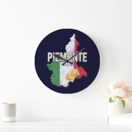 Relógio Grande Piemonte Itália Retro Região Mapa Vintage Pasta
