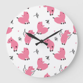 Relógio Grande Piglet Fantasy: Design Whimsical Seamless.