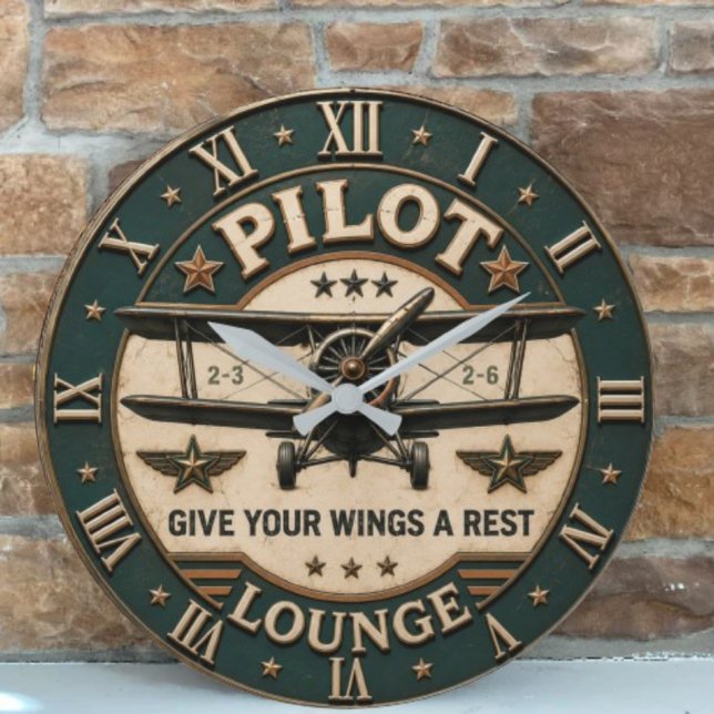 Relógio Grande Pilot Lounge Vintage Biplane Classic Aviation  (Criador carregado)