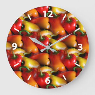 Relógio Grande Pimentos vermelhos e amarelos