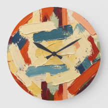 Pinceladas Abstratas em Azul, Laranja e Creme