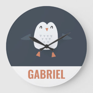 Relógio Grande pinguim engraçado e festivo, crianças personalizad