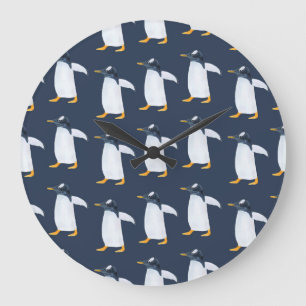 Relógio Grande Pinguins: Pequena Cor de Água Escura