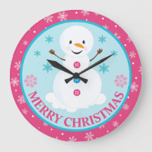 Pink e Blue Christmas Snowman Winter