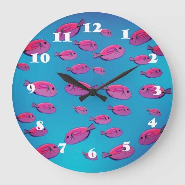 Relógio Grande Pink Fishes Art Wall Clock (Frente)