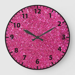 Relógio Grande Pink Glitter Girl's Room Wall Clock