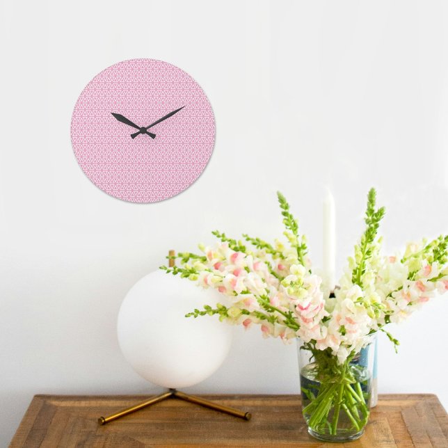 Relógio Grande Pink Inverted Triangle Pattern Wall clock (Criador carregado)