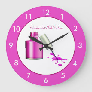 Relógio Grande Pink Nail Salon Custom Large Clock