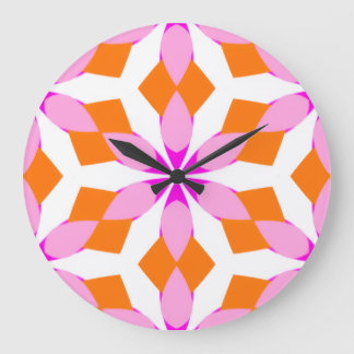 Relógio Grande Pink Purple and Orange Floral Geometric