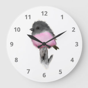 Relógio Grande Pink Robin Bird Wall Clock
