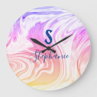 Pink White Wave Abstract Girly Monogram Gift Favor