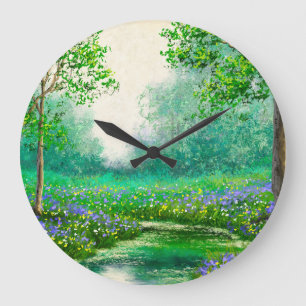 Relógio Grande pintura a óleo paisagístico, floresta.