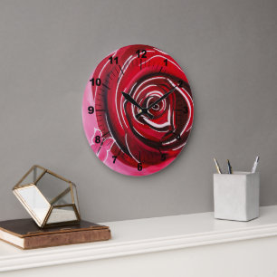 Relógio Grande Pintura da Rosa Borboleta por Alfred Fox