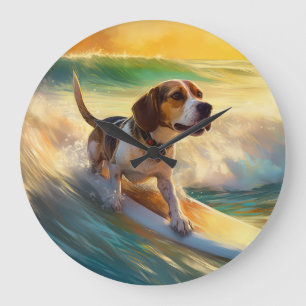 Relógio Grande Pintura de Surf da Praia Beagle