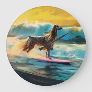 Relógio Grande Pintura de surf em praia de hound afegã
