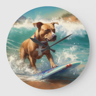 Relógio Grande Pintura de surfe em praia americana Staffordshire