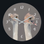 Relógio Grande Pintura engraçada da aguarela do pássaro da<br><div class="desc">Esta é uma pintura de uma avestruz que eu me encontrei no jardim zoológico de Como em St Paul,  manganês. Era realmente expressivo e era um grande assunto para tomar imagens de. Mais tarde eu pintei suas expressões diferentes na aguarela.</div>