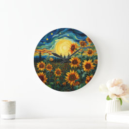 Relógio Grande Pintura Girassóis de Van Gogh