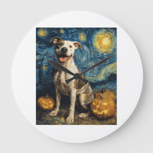 Relógio Grande Pit Bull Cachorro Fofo Dia das Bruxas Jack O Lante