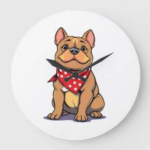 Relógio Grande Pitbull Bulldog Fofo com Bandana Amante de Cachorr
