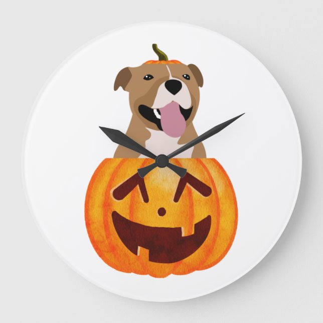 Relógio Grande Pitbull Halloween   (Frente)