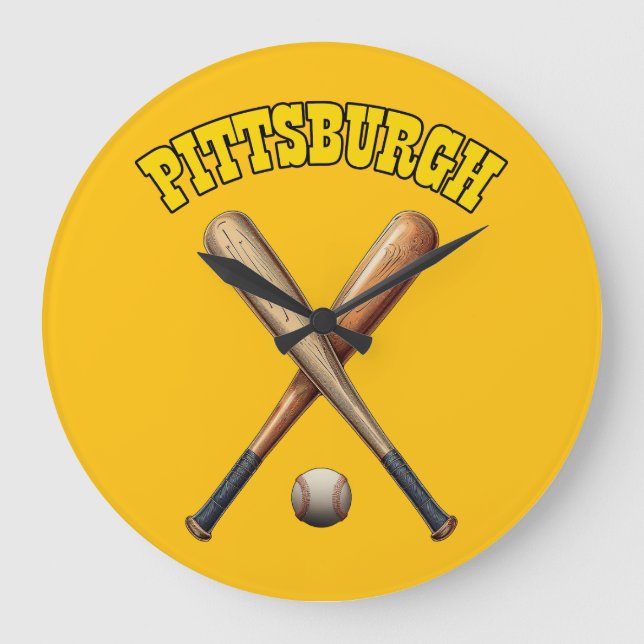 Relógio Grande Pittsburgh Baseball (Frente)