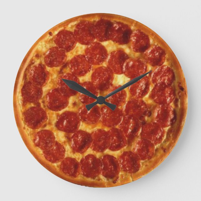 Relógio Grande Pizza Pepperoni Wall Clock (Frente)