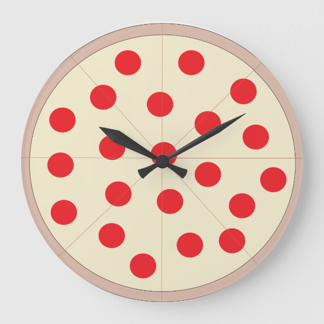 Relógio Grande Pizza Round Wall Clock (Grande) (Frente)