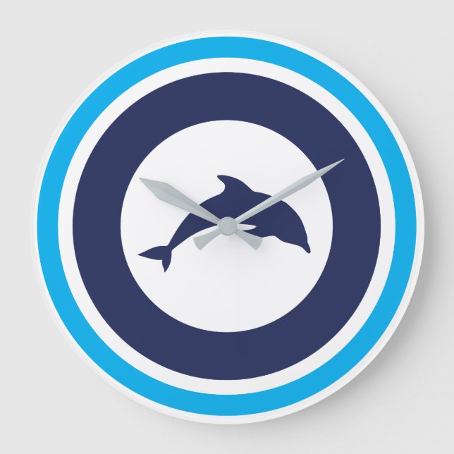 Relógio Grande PJK 10.75" Round Acrylic Wall Clock / dolphin (Frente)