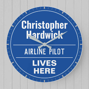 Relógio Grande Placa de Parede Estilo Piloto de Companhia Aérea D