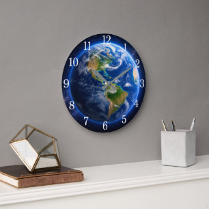 Relógio Grande Planet Earth Wall Clock — Space-Inspired Design