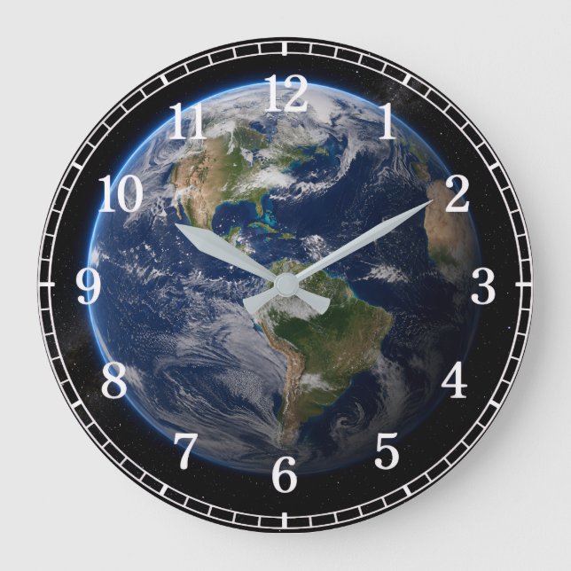 Relógio Grande Planet Earth Wall Clock v2 — Space-Inspired Design (Frente)