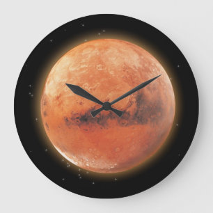 Relógio Grande Planet Mars & Starry Sky Astronomy Wall Clock