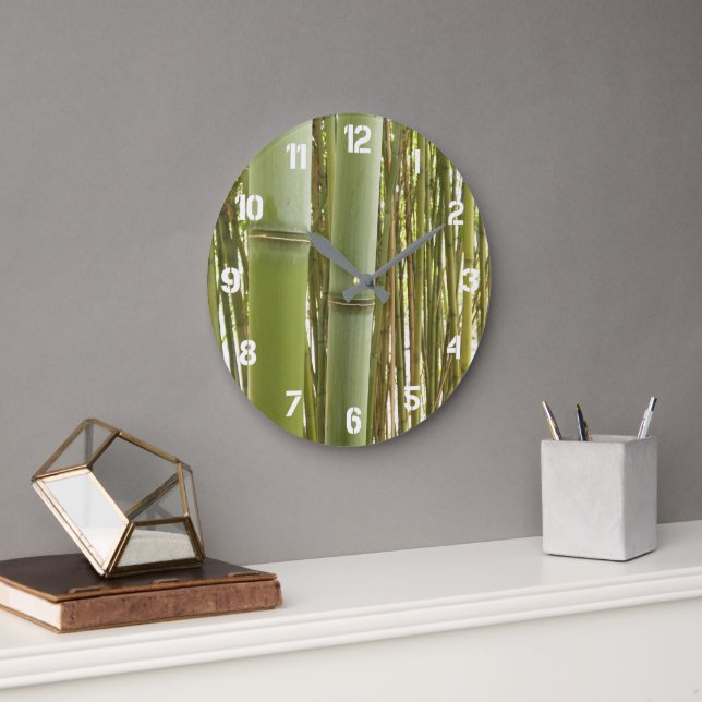 Relógio Grande Plantas de Bambu Verde Botânico (Escritório)