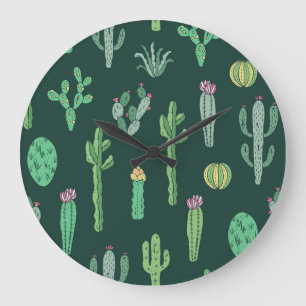 Relógio Grande Plantas De Cactus: Vintage Sem Olho De Fundo