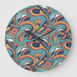Relógio Grande Playful Dolphins Pattern - Design inspirado no oce