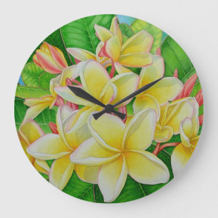 Relógio Grande Plumeria havaiano