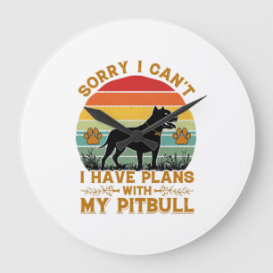 Relógio Grande Pode Planos Cachorro Pitbull Retro Pôr do Sol_1