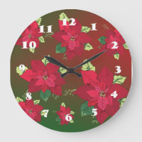 Poinsettia Flowers Wall Clock
