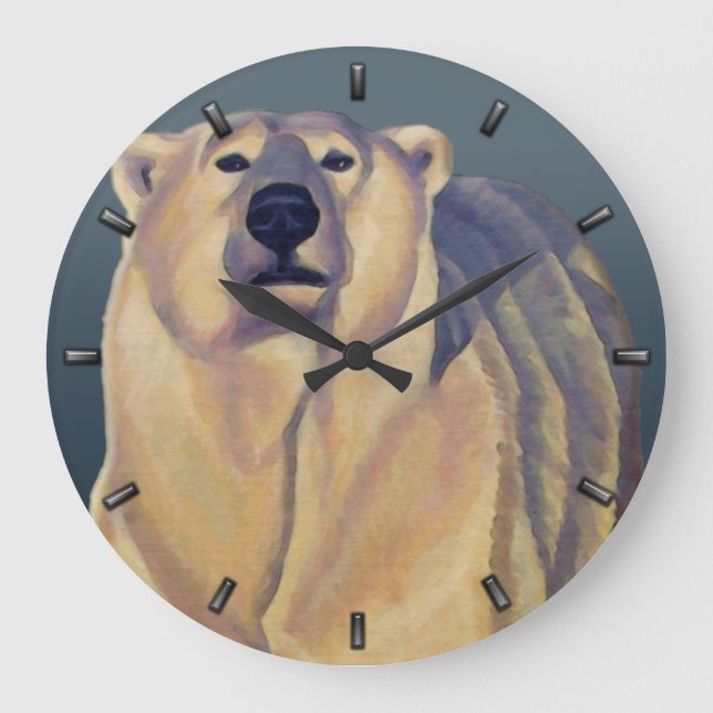 Relógio Grande Polar Bear Clock Bear Wall Clocks Bear Decar (Frente)